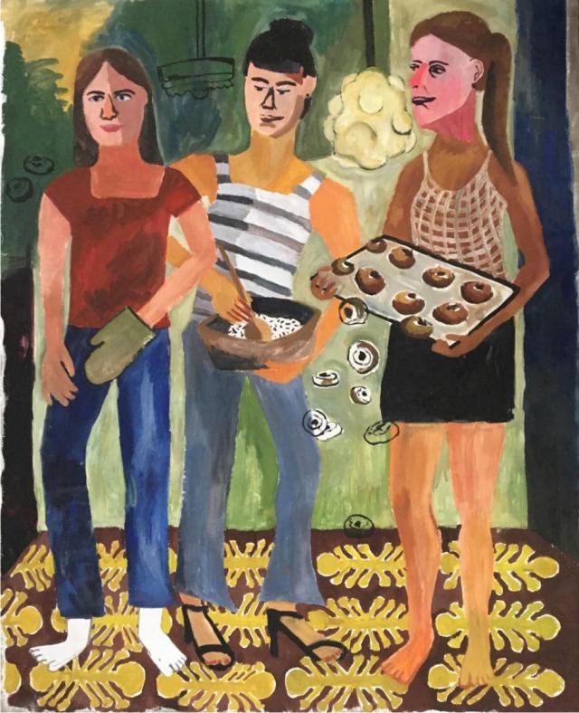 Glorie Grünwaldová, Pečení koláčků, olej na plátně, 170 x 135 cm - do 6/2025