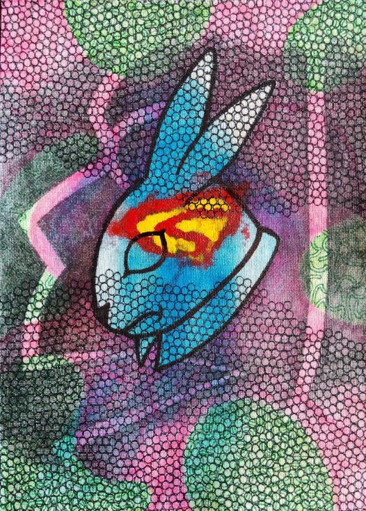 Daniela Ponomarevová, Kdo se chce vydat na cestu se Supermanem a Bílým králíkem? 3., kresba, 21 x 29,7 cm - do 6/2026