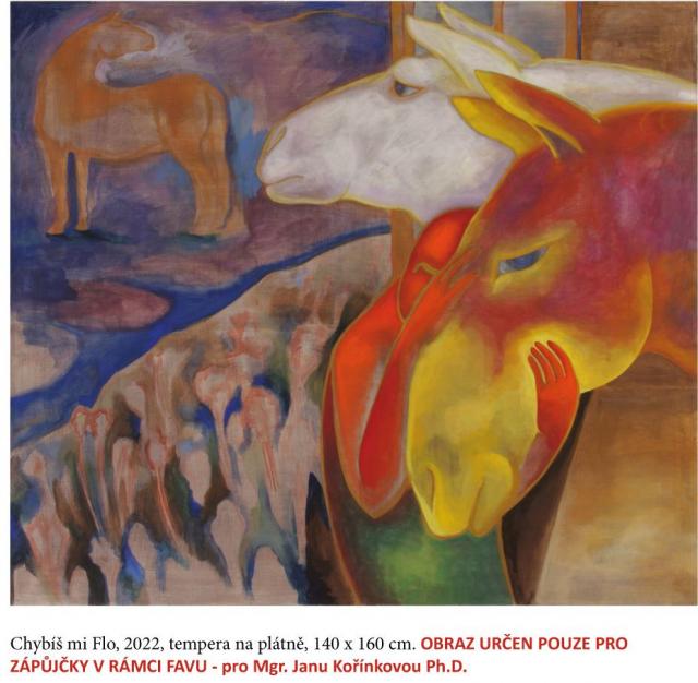 Lucie Lienerová (Lištica), Chybíš mi, Flo, 2023, tempera na plátně, 160 x 140 cm, do 06/24, VYSTAVENO VUTIUM