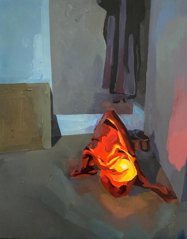 Lina Fateeva, A Bonfire, 2023, olej na desce, 36 x 46 cm - do 06/29