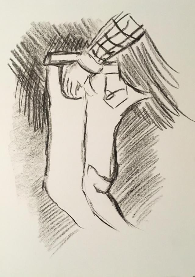 Judita Levitnerová / Suspicious pants / kresba na papíře, A3 / 2021 